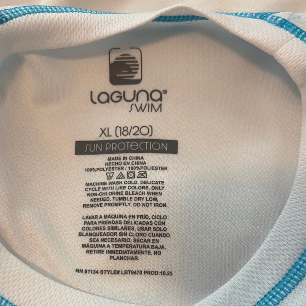 Laguna Beach Teen Swim Rashguard - White and Blue - Picture 4 of 10